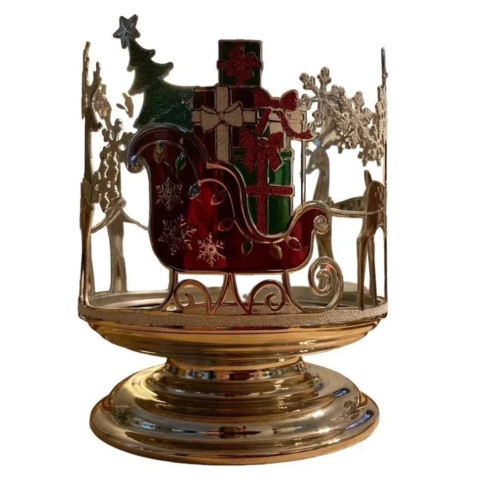 BATH & BODY WORKS Christmas Reindeer Pedestal 3-Wick Candle Holder! Retired NWT